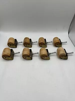 Vintage Casters Wood Stem Wheels Furniture Table Chair Large 8 Matching Lot • $59