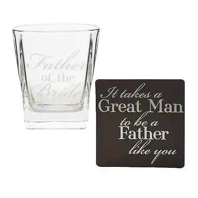 Wedding Whisky Glass And Coaster Set - Boxed Thank You Gift- Father Of The Bride • £13.64