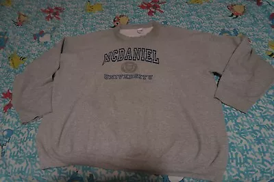 VTG Y2K 2002 McDaniel College University Sweatshirt 3XL Gray School Green Terror • $44.95