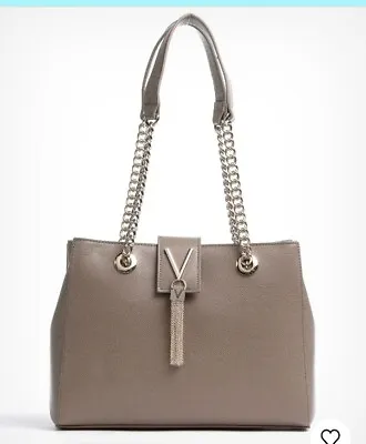 Valentino Bags Davina Fold Over Tassel Detail  Bag  Beige LARGE EXCELLENT CON  J • £28