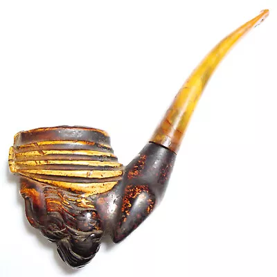 OLD Antique Meerschaum Pipe Hand Carved Sultan Amber Mouthpiece DARK PATINA • $12.50