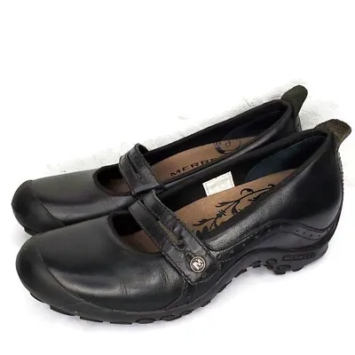  Merrell Women's Size 7 US Plaza Bandeau Black Mary Jane Leather Comfort Shoes • $39.99