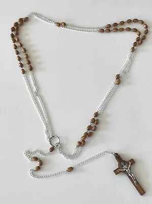 Habit Rosary  Chaplet Beads Obsidian Waist Wall Cross Crucifix Catholic 64  • $36.99