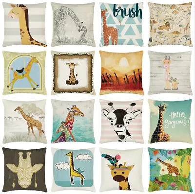 £5.26 • Buy 18  Cartoon Animal Africa Safari Giraffe Pillow Cover Kids Decor Cushion Case