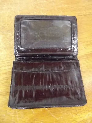 Eel Skin Leather Burgundy Brown Slim Credit Card ID Holder Case Sleeve Wallet • $13.05