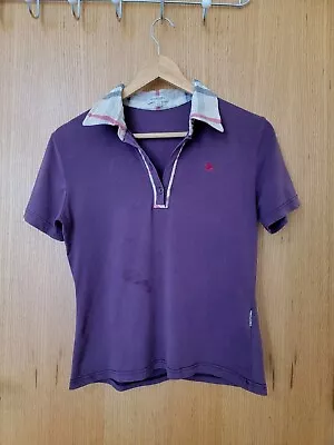 Lovely BURBERRY London Purple Collared T-shirt Made In England • £15