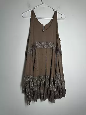 Monoreno Bohemian Lace Sleeveless Blouse Cacao Lagenlook Size M • $14.99