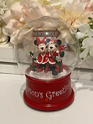 Mickey And Minnie Mouse Christmas Waterless Snow Globe Disney Works • $20