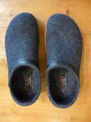 Haflinger Wool Felt Clog Shoe Charcoal Leather Accent Slip On Euro 43 Men 9.5 • £28.50