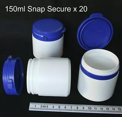 20 X Snap Secure Tablet Containers 150ml With Tamper Evident Hinged Lid HDPE • £22.40