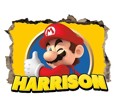 £9.99 • Buy Personalised Any Name Super Mario Wall Decal 3D Sticker Vinyl Room Bedroom 12
