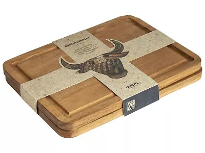 2 X Wood Steak Platter Serving Board Cutting Food Serving Tray Acacia Wood Bbq • £19.99