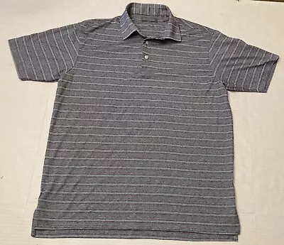 Daniel Cremieux Signature Collection Gray Striped Polo Shirt Men Medium • $20