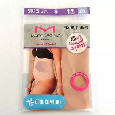 NEW Women's Size 2XL Maidenform BEIGE High Waist Thong Flexees Feel Good Fashion • $13.99