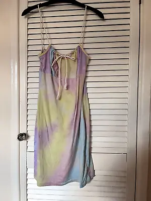 Zaful Tie Dye Distressed Look Dress Size 10 Smooth Spaghetti Strap Adjustable • £6.95