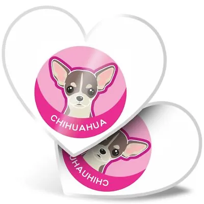 £3.99 • Buy 2 X Heart Stickers 10 Cm - Chihuahua Cartoon Cute Dog Face  #5985