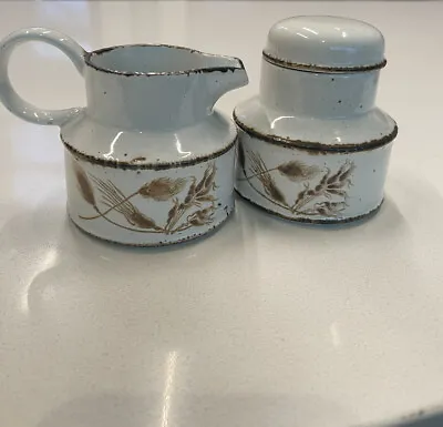 Wedgwood England Midwinter Stonehenge 3 Pc.  Wild Oats  Creamer & Sugar Set • $11.47