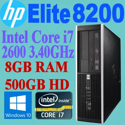 HP ELITE 8200 SFF Core I7-2600 3.40GHZ 8GB 120GB SSD 500GB SATA HDD DVDRW WIN-10 • $129