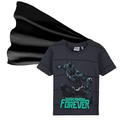 Marvel Boys T Shirts Avengers Black Panther With Cape For Kids * 9-10 Years • £6.90