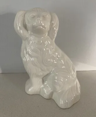 Vintage All White Opaque Beswick Staffordshire Wally Dog Mantle • £25