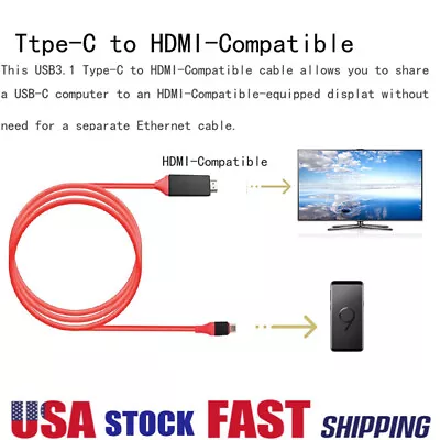 USB-C Type C To HDMI HDTV TV Cable Adapter For Samsung Galaxy S10 Note 9 MacBook • $12.15
