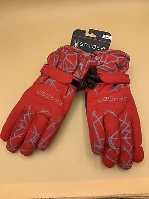 New Spyder Men’s Red Logo Insulated Ski Winter Snow Gloves Size L/XL • $29.99