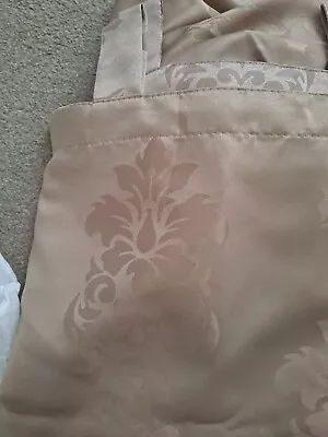 Pair Of Beige Silky Lined Tab Top Curtains 64inch Drop63inch Width Vgc Coloroll • £1.50