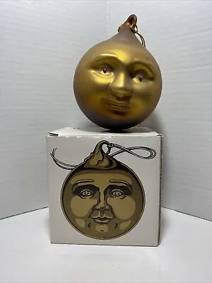 Vintage Hand Blown Large Frosted Mercury Glass Moon Face Ornament Department 56 • $70