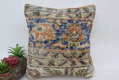 Turkish Kilim Pillow Vintage Kilim Pillow 12 X12  Blue Cushion Cover • $9