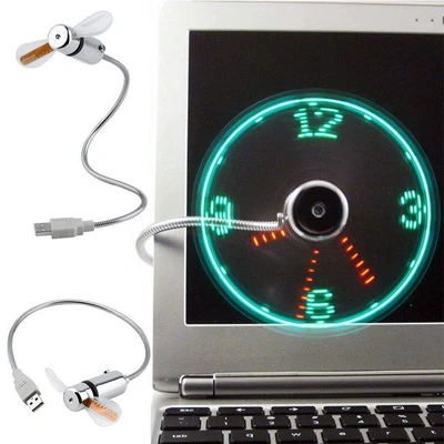 $18.79 • Buy Cool Gadget With LED Light USB Clock Fan USB Time LED  Fan Clock Time Display