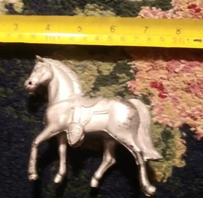 Vintage Funky Metal Cowboy Western Small Horse Figure In Saddle Retro Toy • $6.89