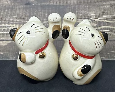 Vtg Airyusha Co Maneki Neko ​Lucky Cat Set Of 2 Japanese Ceramic Figurines • $25.75