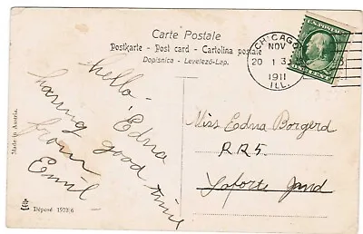 #387 Coil 1 Cent Franklin Perf 12 V On Post Card Chicago IL 1911 • $44.95