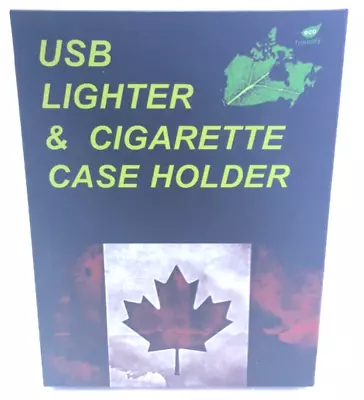 New USB Lighter & Cigarette Case Holder Canadian Designs - Rechargeable - Silver • $29.24