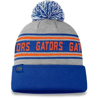 NCAA Florida Gators Striped Knit Mens Beanie Toboggan Winter Hat Cap Pom NEW • $21.24