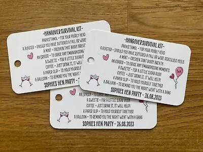 £2.89 • Buy X10 Hen Party, Bridal Shower Personalised Hangover Kit Recovery Favour Tags