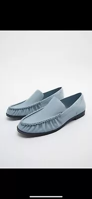 Zara Dusty /baby Blue Soft Leather Loafers (the Row Like) EU 38 / US 7.5 • £28.93