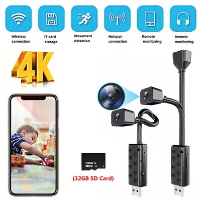 4K Mini Camara Oculta De Seguridad Espia WiFi Inalambrica Con Audio Y Video USB • $14.98