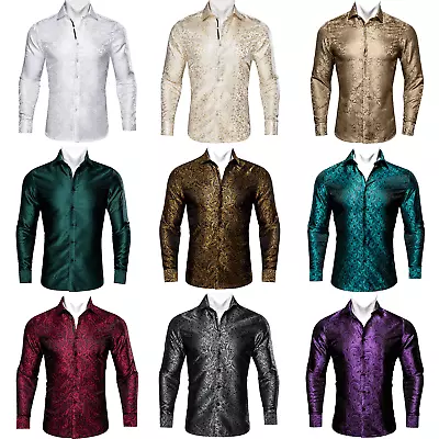 Black Dress Shirt For Men Casual Long Sleeve Button Down Tuxedo Shirt Big & Tall • £19.99