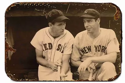 Metal Tin Sign 8 X 12 - Vintage Joe DiMaggio And Ted William Baseball Legends • $27.95