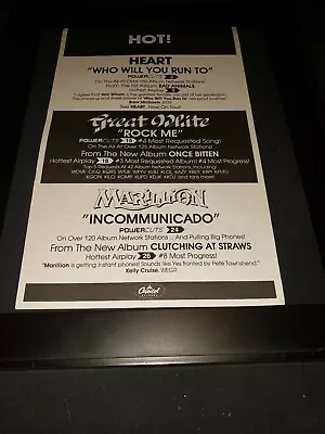 Marillion/Heart/Great White Rare Original Radio Promo Poster Ad Framed  • $57