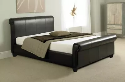 £35 • Buy COMO 4FT6 DOUBLE BED OR KING SIZE LEATHER SLEIGH BED Frame Only…