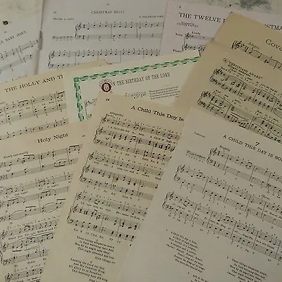 Vintage CHRISTMAS SONGS Sheet Music Paper Maybe For Art Craft Decoupage Cards • £15