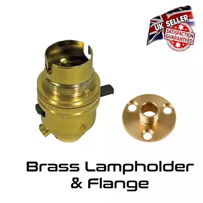 £6.99 • Buy Brass Lamp Holder Switched  Bayonet BC  Bulb Holder 1/2  & Flange Plate *UK*