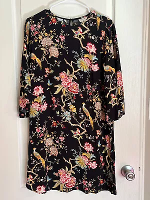 H&M H & M Black Vintage Floral Swing Dress Sz 4 • $17.60