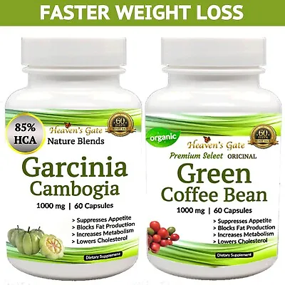$18.99 • Buy Garcinia Cambogia Plus Green Coffee Bean - Fast Weight Loss - All Natural - Pure