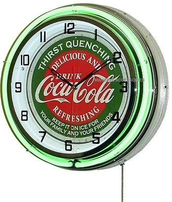 18  Drink Coca-Cola Thirst Quenching Coke Sign Double Neon Clock • $291.21