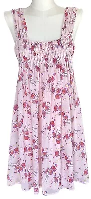 Moda International Pink Floral Sleeveless Lined Flare Dress Women's Small Petite • $16.80