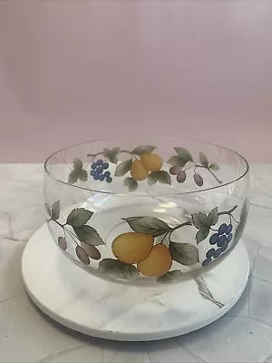 Mikasa Garden Harvest Clear Glassware Salad Serving Bowl Fruit Design 8 X4.5   • $46.50