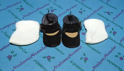 Madame Alexander Doll Shoes Side Snap Black Velvet  ~ White Socks For 8  Dolls • $5